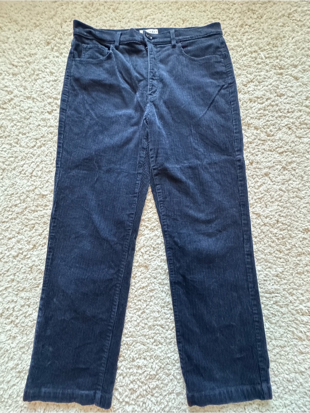 LOFT Navy Corduroy Straight-Leg Pants